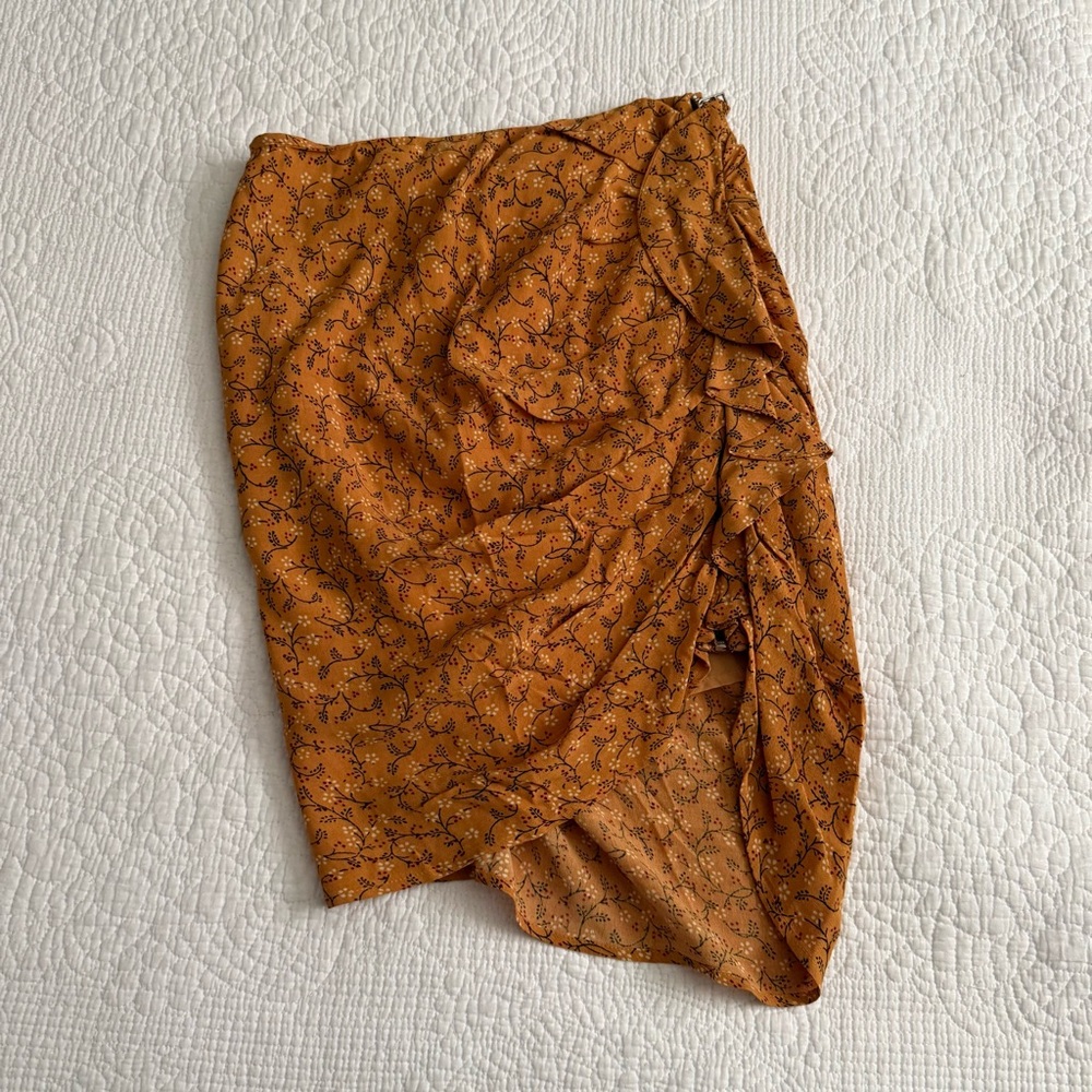 Veronica Beard Women’s 2 Floral Print Knee Length Ruffle Lined Zipped Skirt